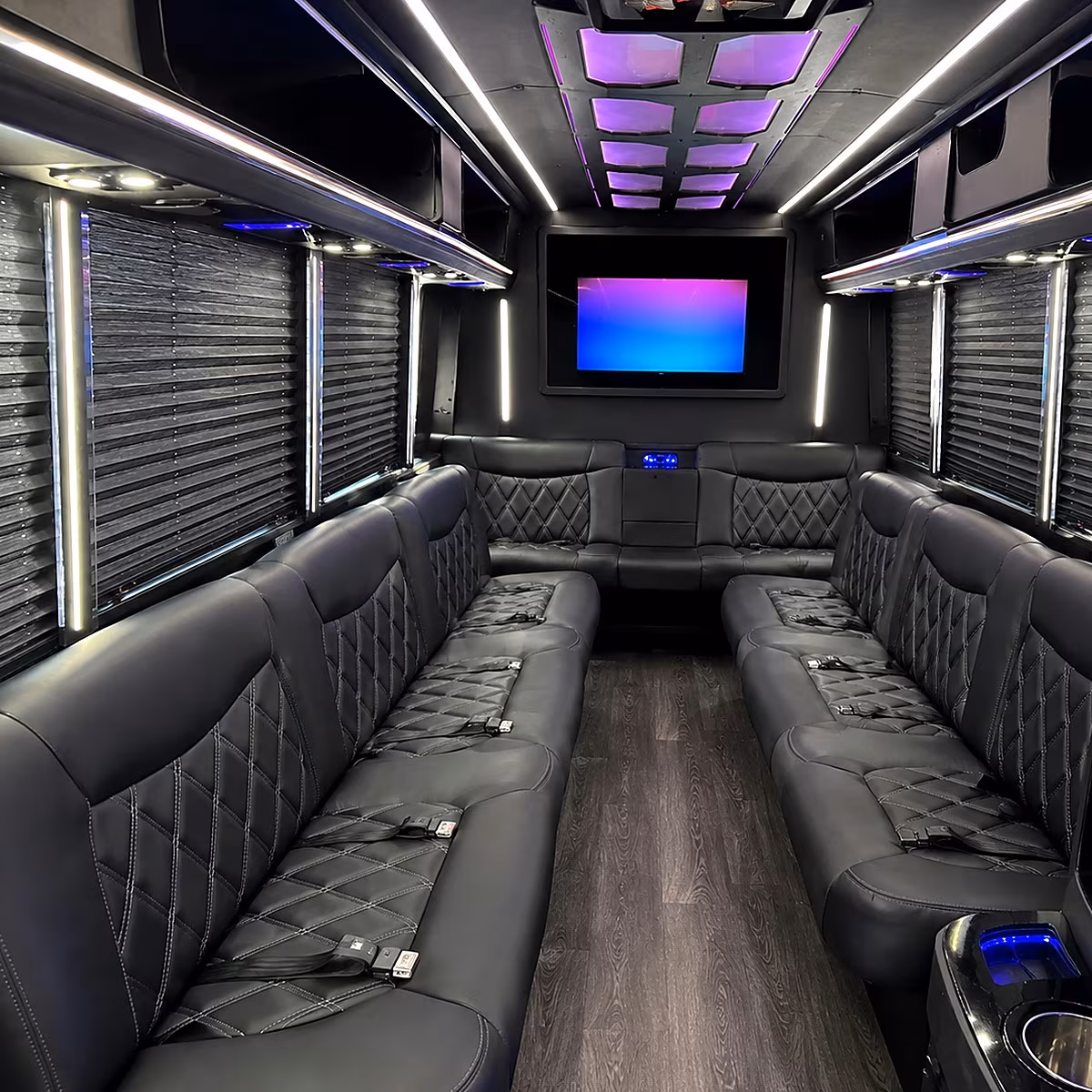 San Diego Birthday, Sweet 16, & Quinceañera Transportation party bus interior