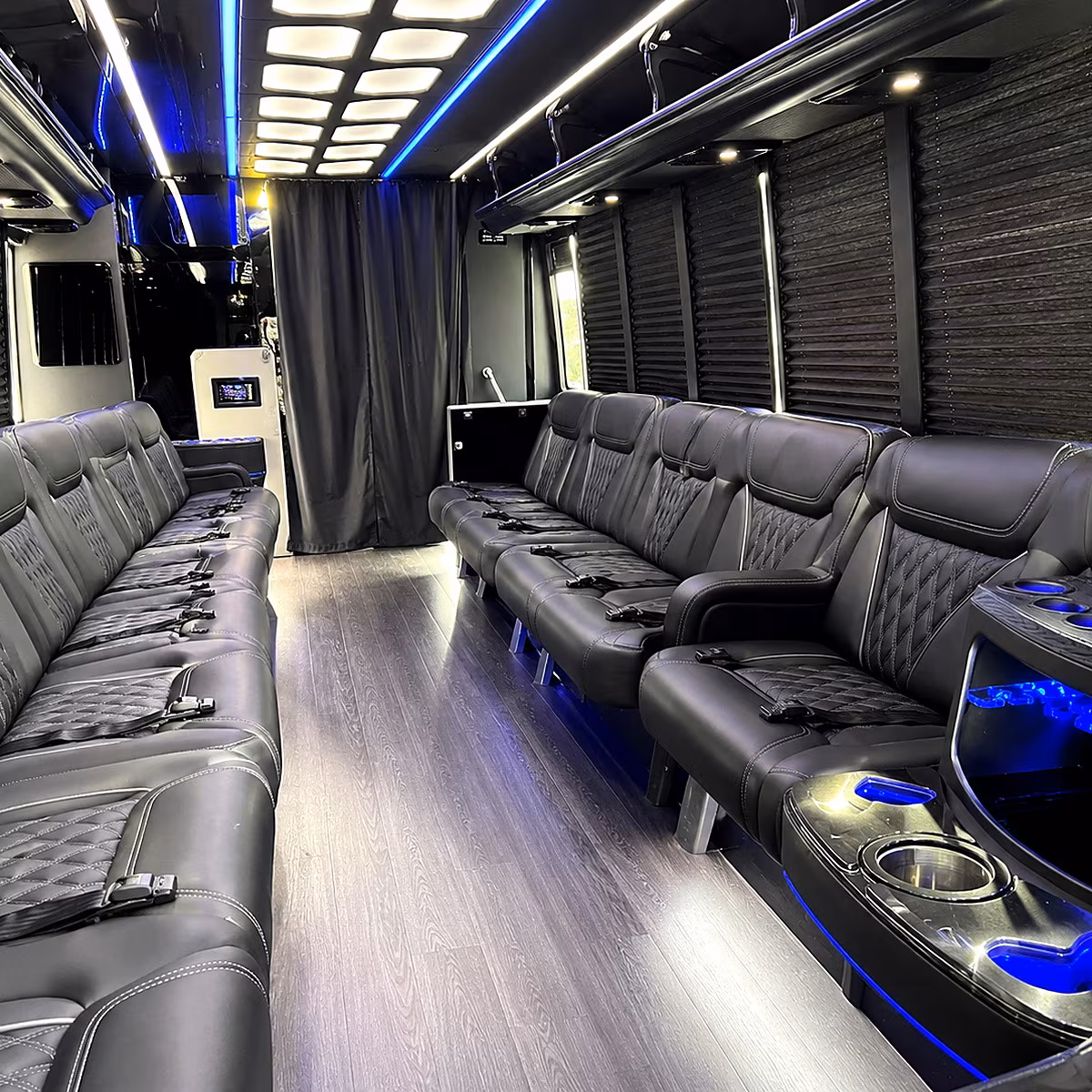 San Diego Birthday, Sweet 16, & Quinceañera Transportation party bus interior
